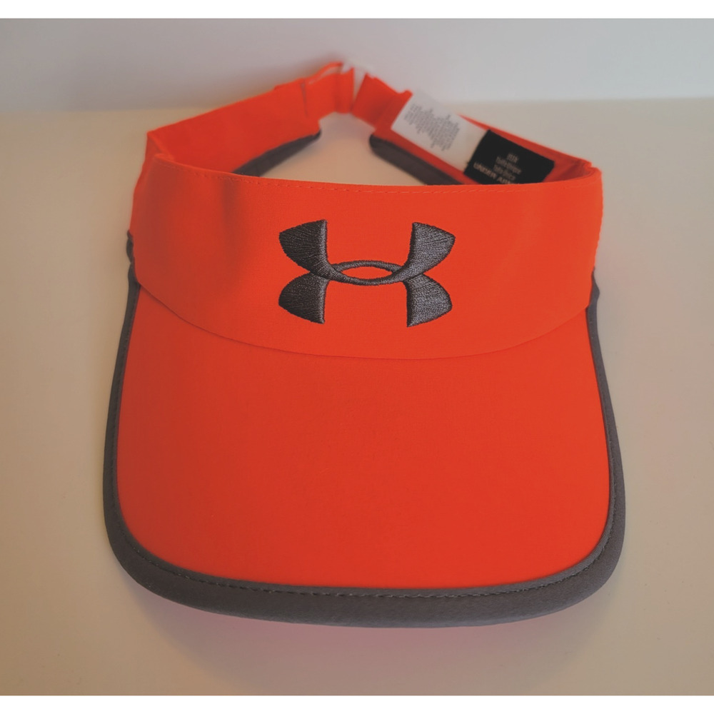 Under Armour Visor OSFA Neon Orange Gray Adjustable Sports Hat